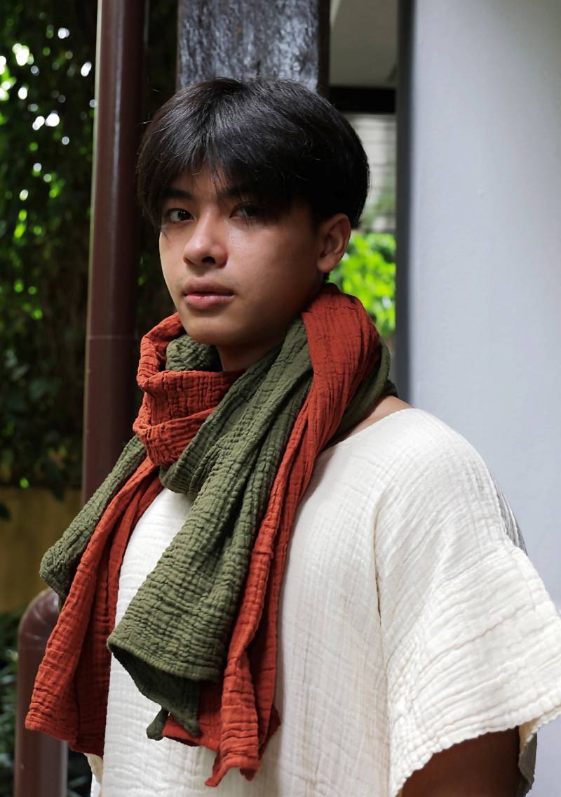 No.255 Doppel-Gaze-Baumwoll-Falten-Schal, Boho-stil Schal, Flexibler Baumwollschal Aus 100% Naturfaser, Unisex-Schals von JoozieCotton