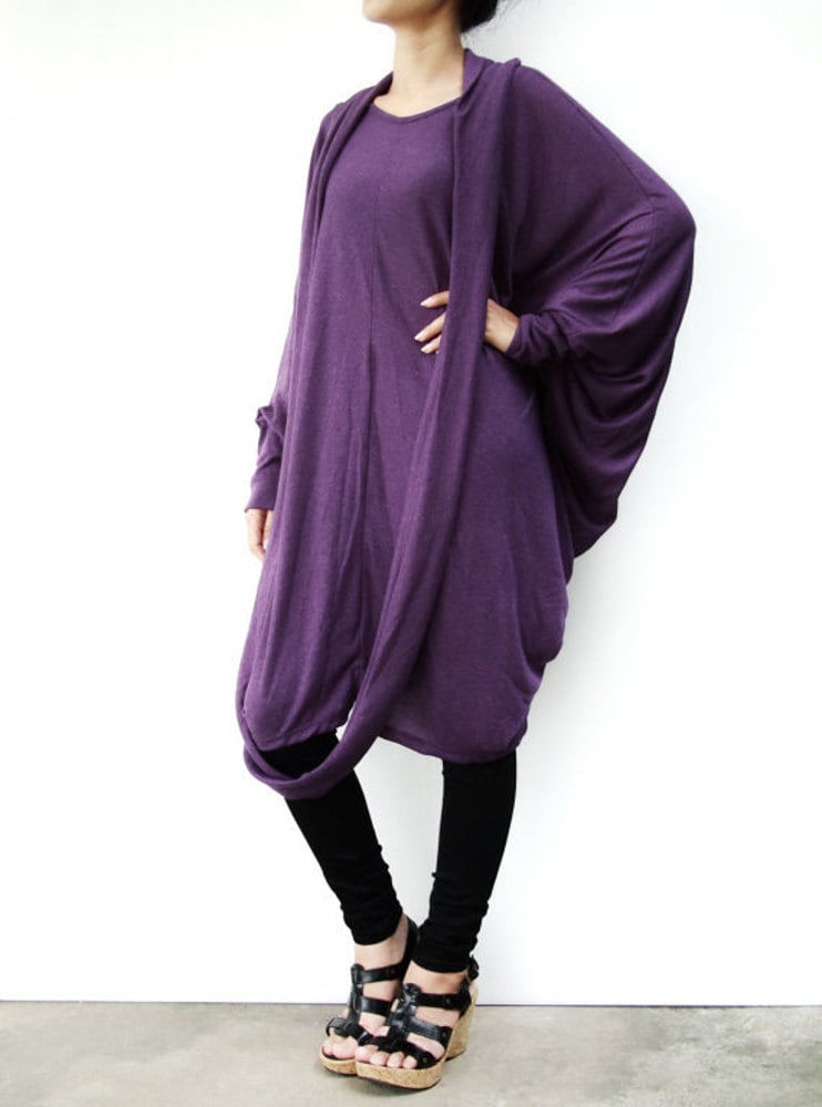 No.57 Damen Fledermausärmel Mit Schal Kleid, Kleid in Lila von JoozieCotton