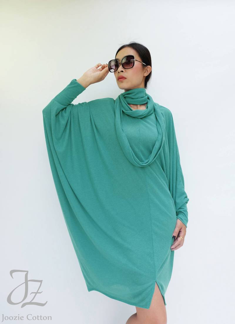 No.57 Damen Fledermausärmel Mit Schal Kleid, Kleid in Türkis von JoozieCotton