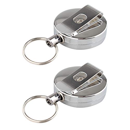 Jopto 2 x Robuste Einziehbare Schlüsselrolle, Ringhalter aus Metall und Edelstahl, Ausziehbarer Schlüsselanhänger, Teleskop Drahtseil Halter, Sicherheitsverschlüsse, Drehgelenk mit Gürtelclip Jopto 2 x Robuste Einziehbare Schlüsselrolle, Ringhalter aus Metall und Edelstahl, Ausziehbarer Schlüsselanhänger, Teleskop Drahtseil Halter, Sicherheitsverschlüsse, Drehgelenk mit Gürtelclip von Jopto