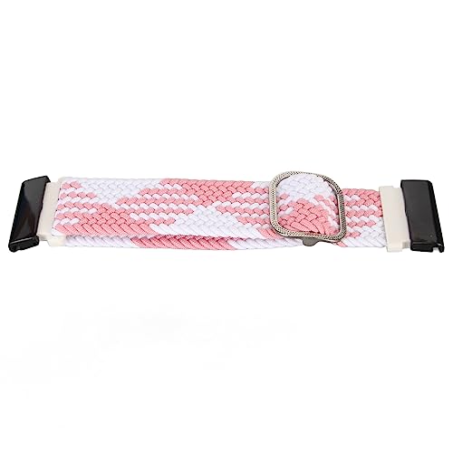 Jopwkuin Ersatzarmband für Uhrenarmband, Schnell Trocknend, Elastisches Gewebe, Atmungsaktiv, 22 Mm, Zum Schwimmen (Rosa Weiß) von Jopwkuin