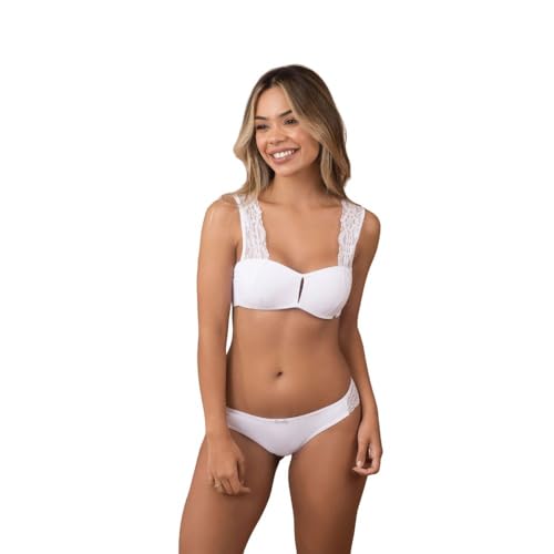 Set Calcinha/Cuecas e Soutien/Sutiã com Buchsbaum/Push-up Balconet Jopy, Branco, 38 von Jopy Lingerie