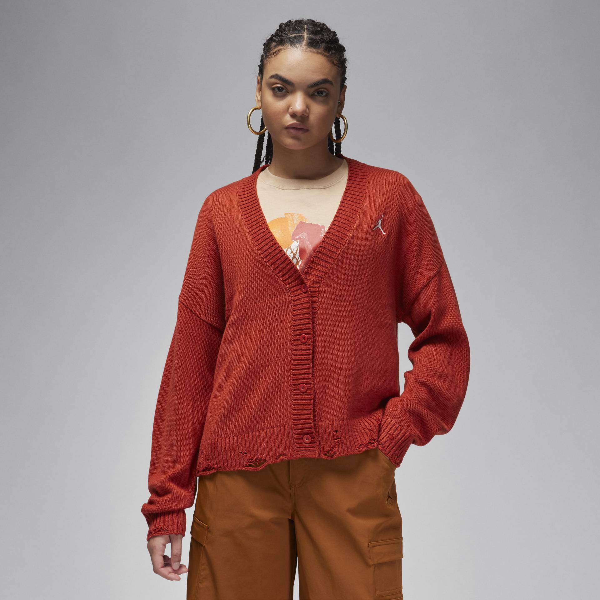 Jordan Cardigan im Used-Look für Damen - Rot von Jordan