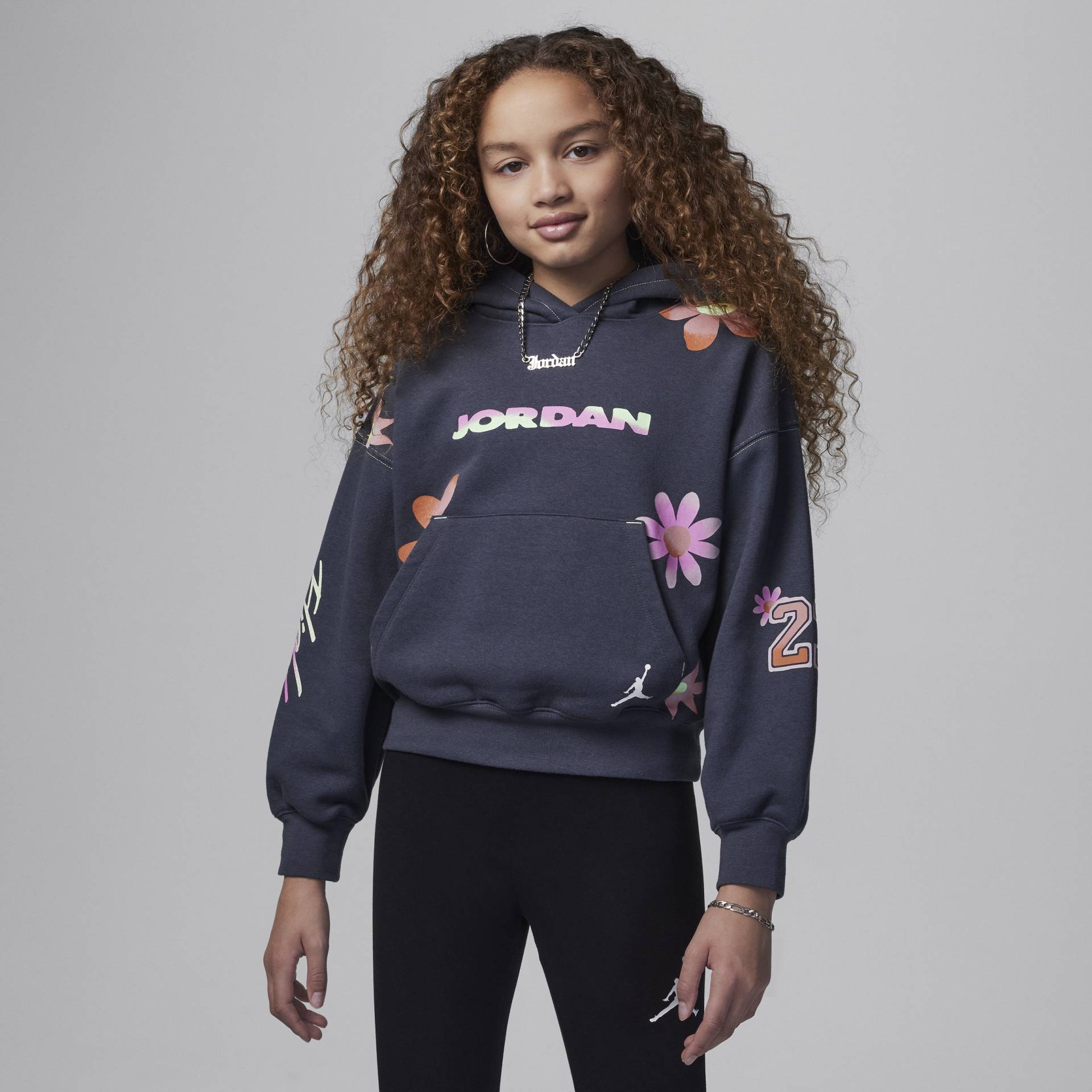 Jordan Deloris Jordan Flower Hoodie für ältere Kinder - Grau von Jordan