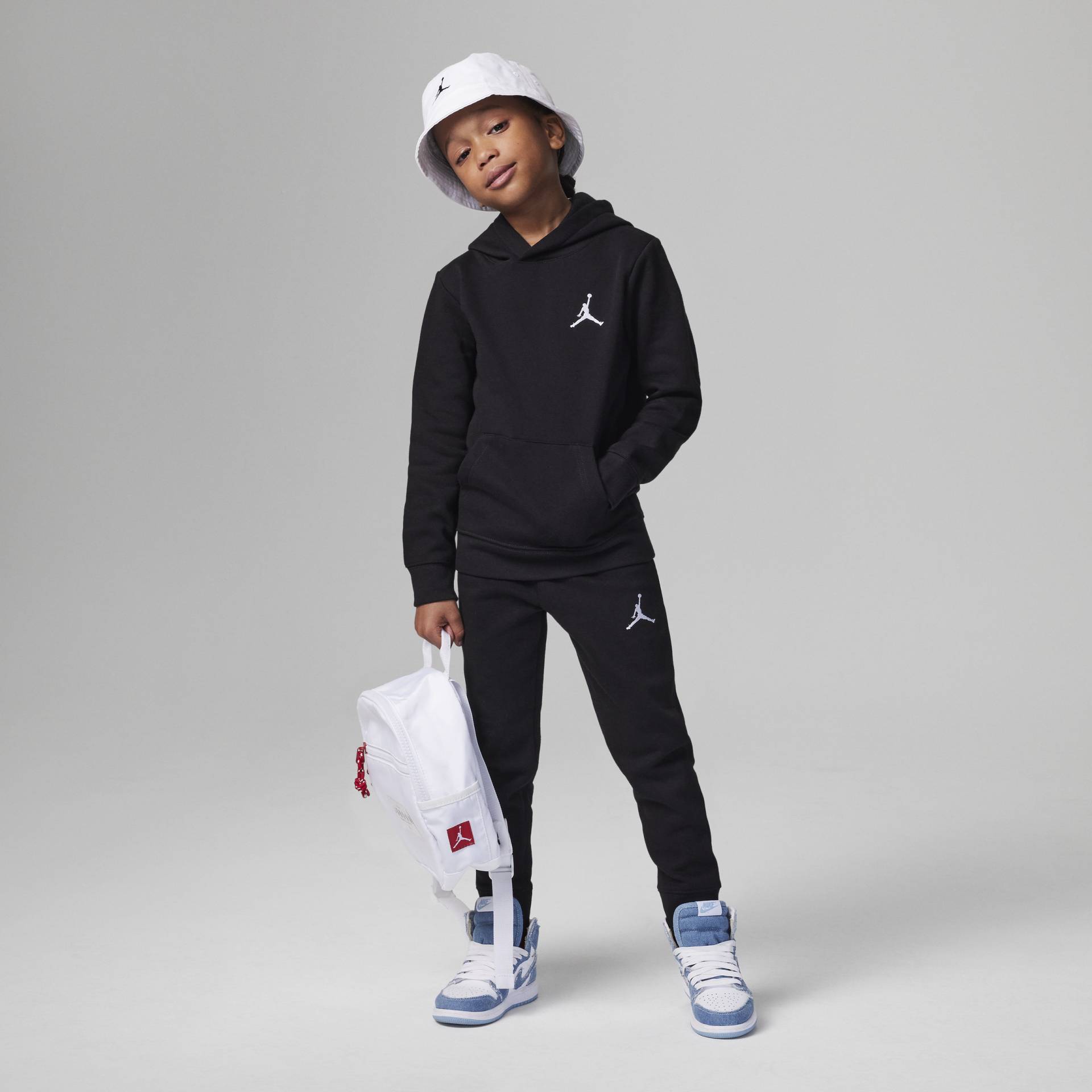 Jordan MJ Essentials Fleece Pullover Set 2-teiliges Hoodie-Set für jüngere Kinder - Schwarz von Jordan