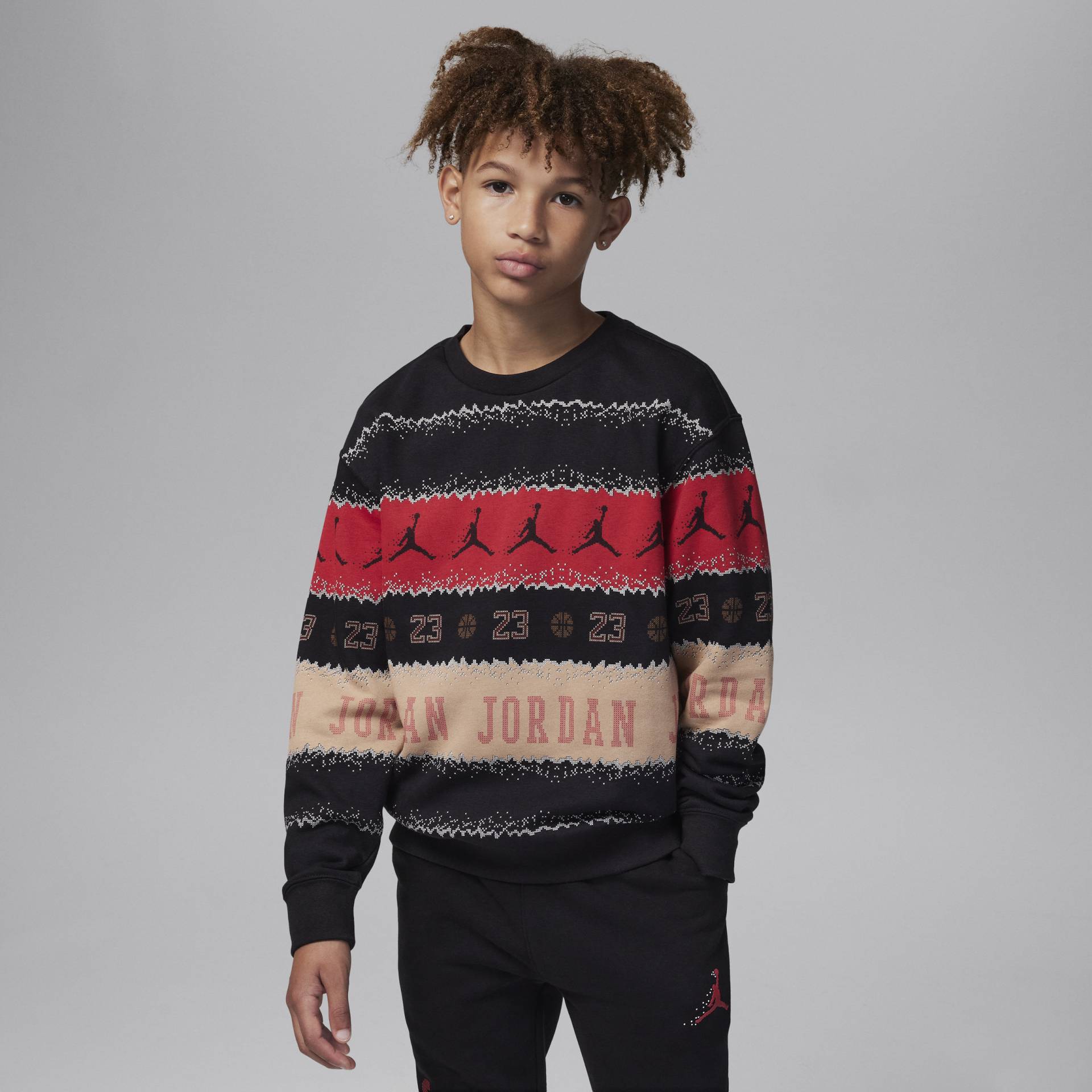 Jordan MJ Holiday Fleece Crew Oberteil für ältere Kinder - Schwarz von Jordan