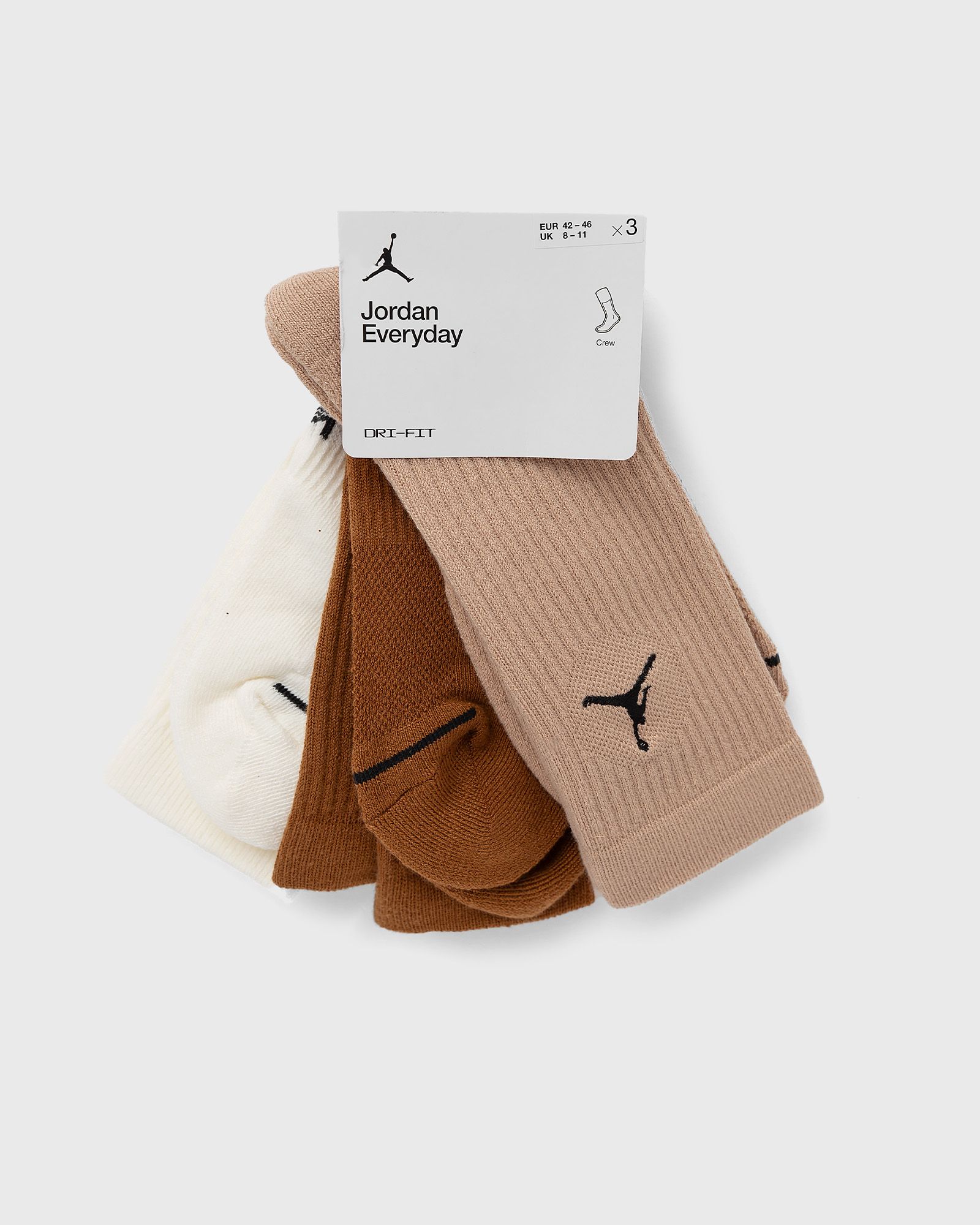 Jordan Everyday Crew Socks (3 pairs) men Socks brown|beige in Größe:L von Jordan