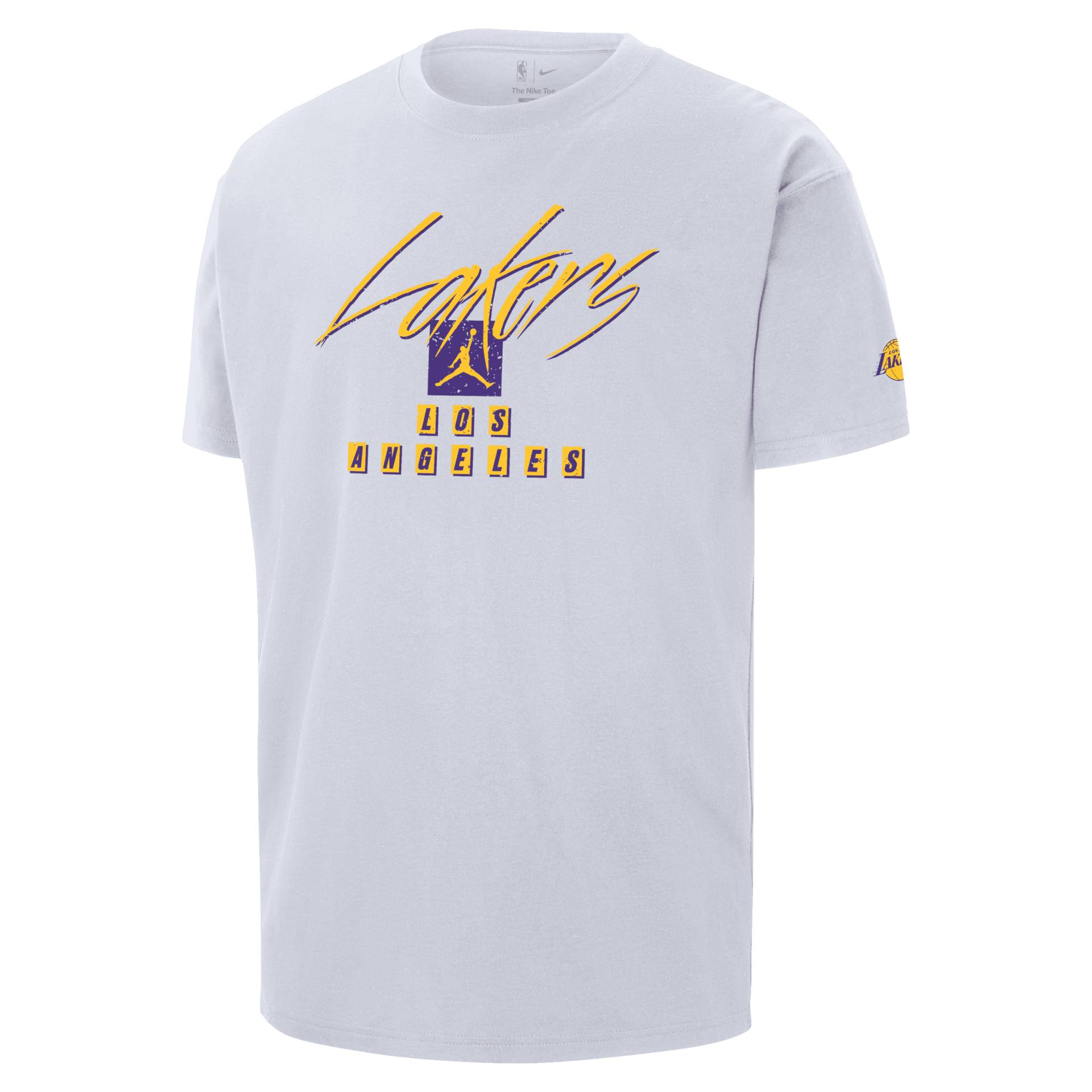 Los Angeles Lakers Courtside Statement Edition Jordan Max90 NBA-T-Shirt für Herren - Weiß von Jordan