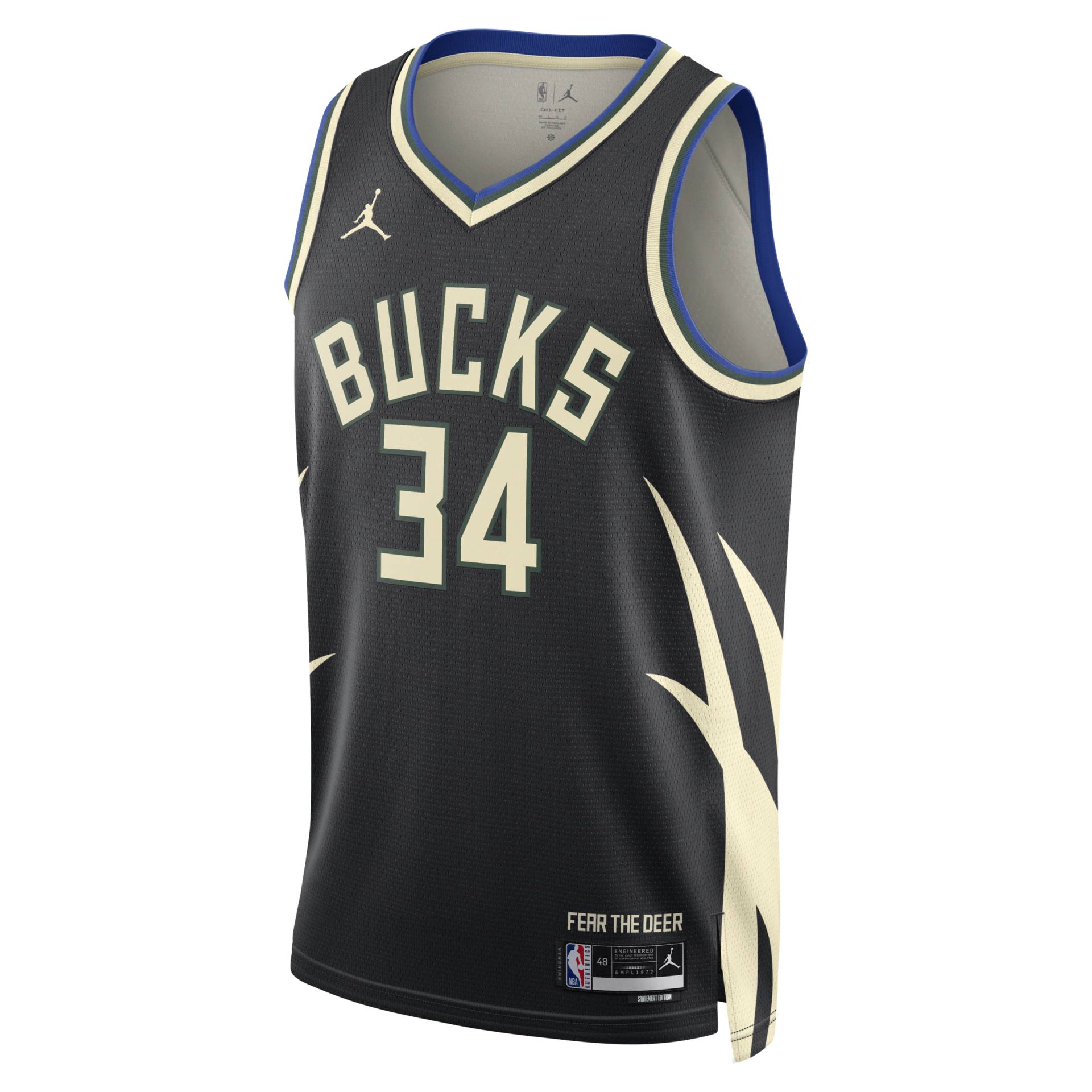 Milwaukee Bucks Statement Edition Jordan Dri-FIT NBA Swingman Trikot für Herren - Schwarz von Jordan