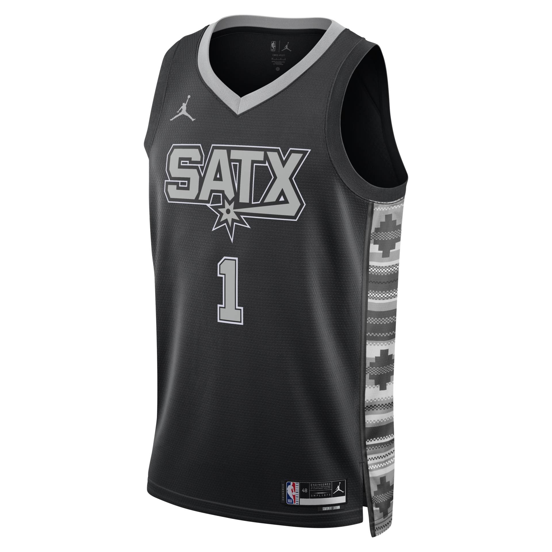 San Antonio Spurs Statement Edition Jordan Dri-FIT NBA Swingman Trikot für Herren - Schwarz von Jordan