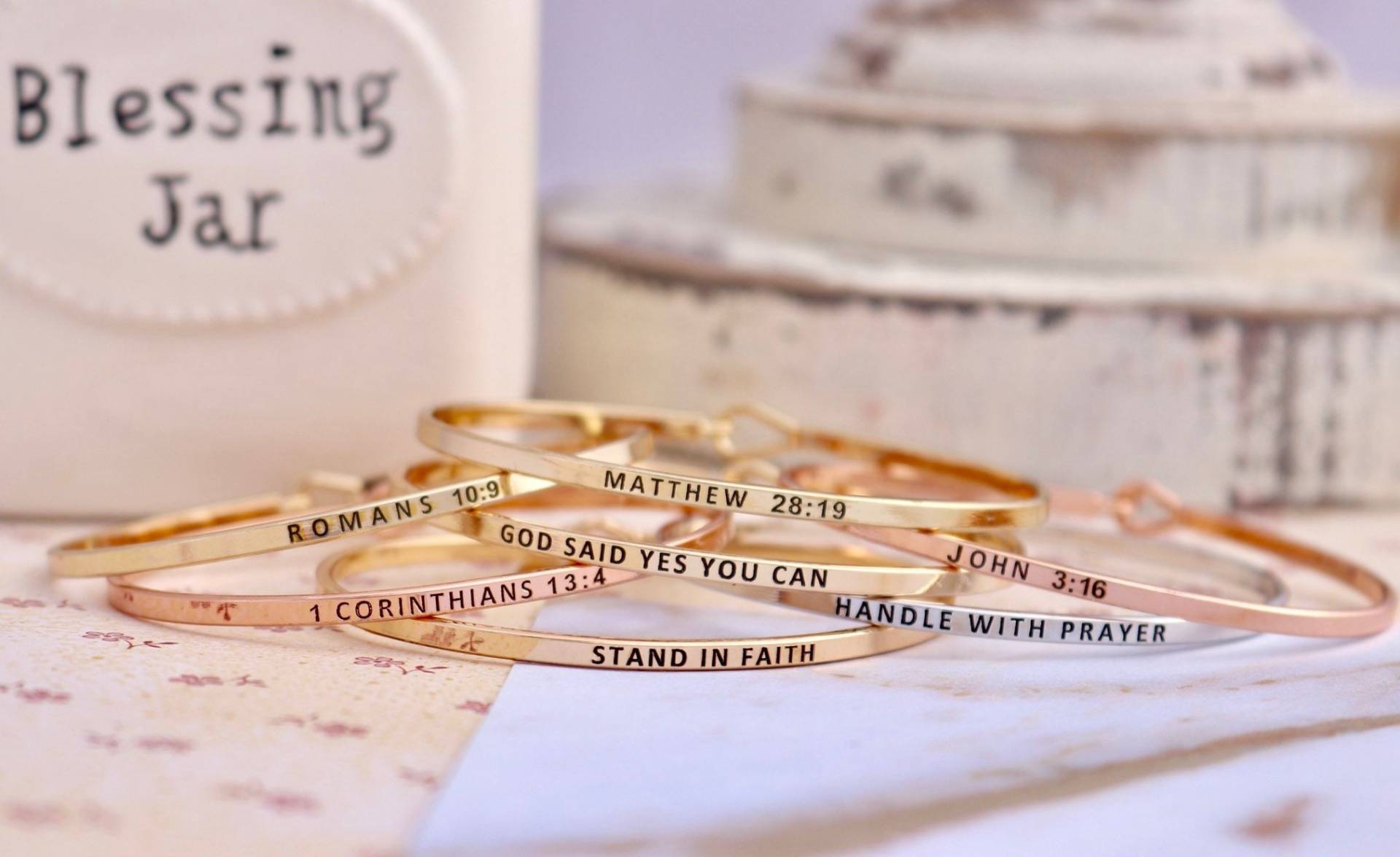 Bibel-Vers Armreif/Glaube Inspiriert Phrasen Graviert Schmuck Christian Geschenke Für Sie Gebet Jesus Gott Gold Silber von JordynJamesCo