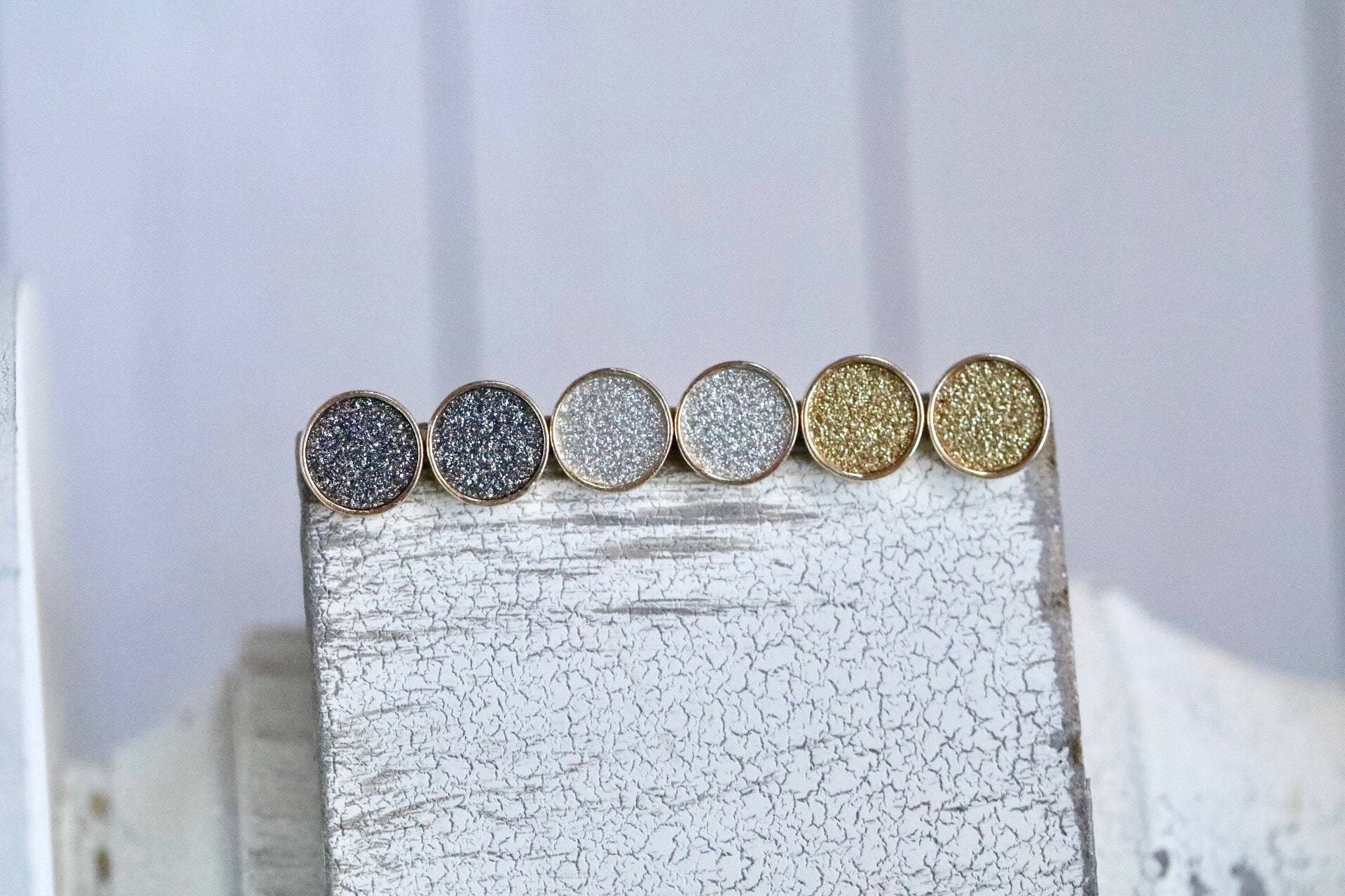 Flache Glitzer Ohrstecker/Blau Einfache Ohrring Schlichte Schmuck Bling Funkeln Geschenk von JordynJamesCo