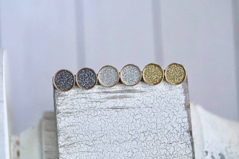 Flache Glitzer Ohrstecker/Blau Einfache Ohrring Schlichte Schmuck Bling Funkeln Geschenk von JordynJamesCo