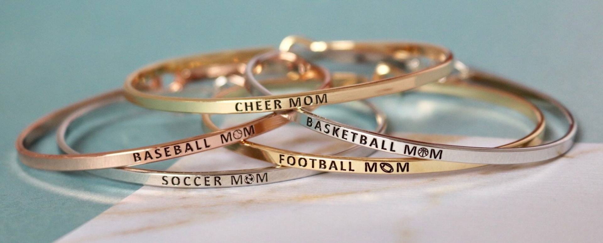 Fußball/Baseball Basketball Cheer Mom Armreif Silber Gold Rose Passende Bar Halskette Ohrringe Sport von JordynJamesCo