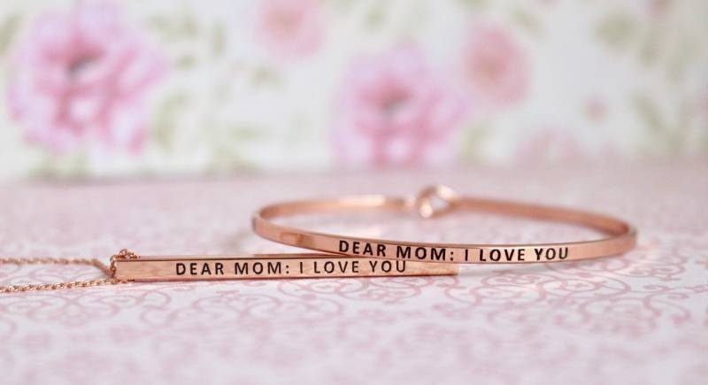 Liebe Mama Halskette Und Armreif Set/Muttertag Geschenk Bär Ich Liebe Dich Rose Gold Silber von JordynJamesCo