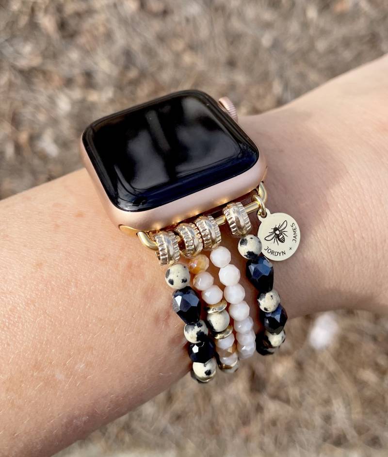 Perlen-Uhrenarmband/Kompatibel Mit Apple 38mm 40mm 41mm Smart Watch Stretch-Armband Magnetisch Farbschema Wählen Geschenk Fünflagig von JordynJamesCo