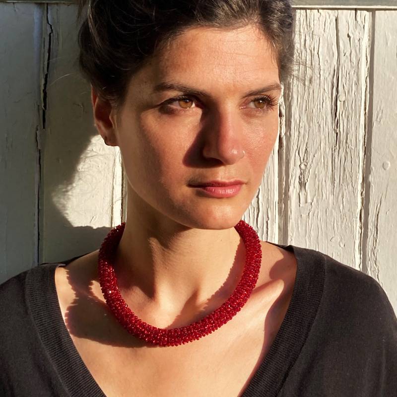 Collier S E R P I N T E, Rocailleperlen, Handgefädelt// Unikat von JorindeNisseJewelry