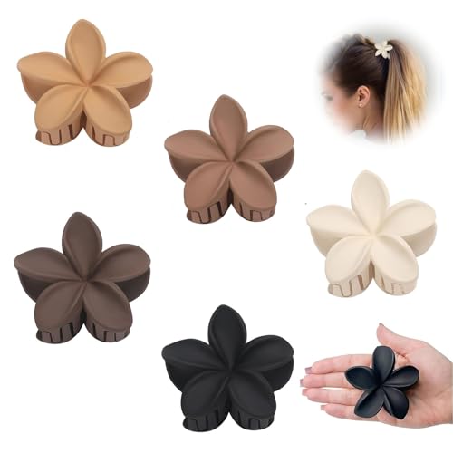 5 Stück Haarklammer Blumen, Matte Hair Clips, Einfarbig Haarklammern, Blütenform Rutschfest Haarspange, Modisches Haarstyling-Zubehör für Frauen und Mädchen von Jormftte
