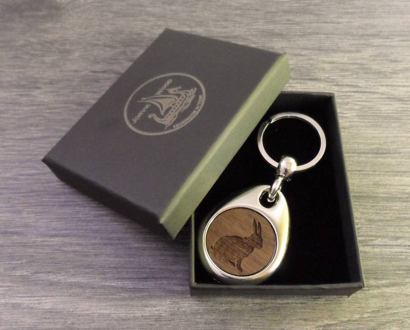 Personalisierter Kaninchen-Design-Schlüsselring, Benutzerdefinierter Schlüsselanhänger von JorvikWood