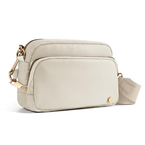 Anti-Diebstahl-Crossbody-Tasche für Damen, Schlitz-resistent, RFID-blockierend, Reise-Geldbörsen, kleine Umhängetasche, Handtasche, Nylon, Beige Anti-Diebstahl-Crossbody-Tasche für Damen, Schlitz-resistent, RFID-blockierend, Reise-Geldbörsen, kleine Umhängetasche, Handtasche, Nylon, Beige von Joryin
