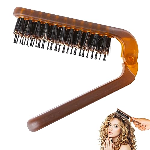 Falten Haarbürstenschwein Borste Haarbürste Antistatische Massage Haare Kammpinsel Tasche Haarbürste Kit Haarstyling-Werkzeuge tragbar für Männer Männer braun braun von Jorzer