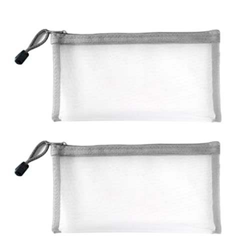 Jorzer Clear Pencil Fall für Prüfungen Mesh Bleistiftbeutel mit Zip Stationery Storage Beutel für Studentenbürovorräte 2pcs 8.5x4.7 in Grau von Jorzer