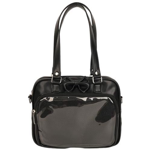 Jorzer Ita Bag Crossbody PU Pin Display Kawaii Crossbody Bag mit verstellbarem Riemen schwarze Handtasche für Anime Cosplay Themenparty 11, 4x9, 5x2, 4 Zoll von Jorzer