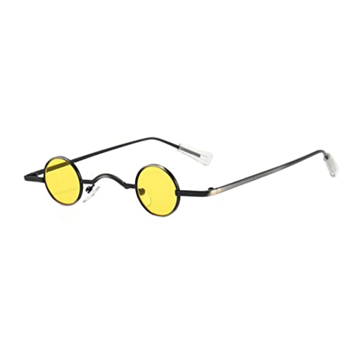 Jorzer Retro runde Sonnenbrille Männer Frau kleine Metallrahmen Gläser Hippie Spezifikationen Gläser Vintage Circle Sonnenbrille - Gelb von Jorzer