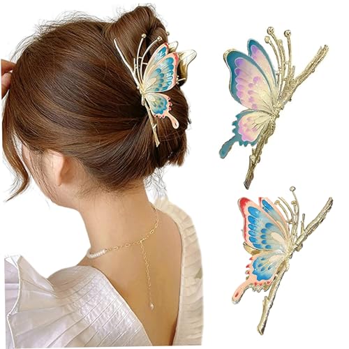 Klauenklammern Schmetterling Haarnadel für dicke Haarkrallen Clip großer Metall Schmetterling Haarklaue Nicht-Schlupfhaar-Kiefer-Klammern Schmetterling Haarzubehör für Frauen Mädchen 2pcs Klauenklammern Schmetterling Haarnadel für dicke Haarkrallen Clip großer Metall Schmetterling Haarklaue Nicht-Schlupfhaar-Kiefer-Klammern Schmetterling Haarzubehör für Frauen Mädchen 2pcs von Jorzer