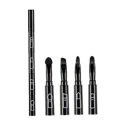 Make-up-Pinsel 4 in 1 abnehmbarer Pinsel Multitionen Kosmetische Make-up-Pinsel Lippenbürste Lidschatten Pinsel Augenbrauen-Pinsel Multifunktions-Reise-Make-up-Pinsel-Kit (schwarz) von Jorzer