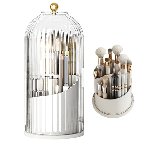 Spinning Make -up Pinselhalter 360 rotierender Make -up -Organizer mit Deckel und 3 Fach klaren Kosmetikdirektionen Tischhalter für Kosmetikspeicher Spinning Make -up Pinselhalter 360 rotierender Make -up -Organizer mit Deckel und 3 Fach klaren Kosmetikdirektionen Tischhalter für Kosmetikspeicher von Jorzer
