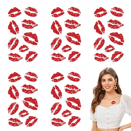 Stück Kuss-Tattoos temporäre lebensechte Lippenstift-Kuss-Aufkleber wasserdicht und langlebig temporäre Tätowierung für Halloween Weihnachten Kostümpartys Zubehör von Jorzer