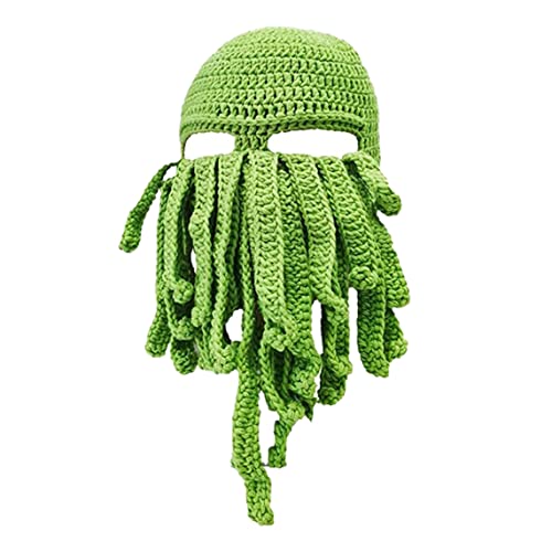 Tintenfisch Tentakelhut Winter Unisex Erwachsener Häkelhut Oktopus Strick -Mütze Hut Cap mit Bart Lustiger Tintenfisch Balaclava Requisite Halloween Cosplay -Kostüm von Jorzer