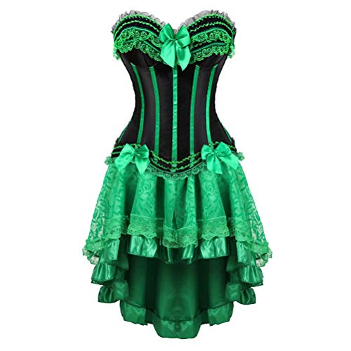 Corsagenkleid Corsage Bustier Streifen Spitze Kleider Korsett Vollbrust elegant sexy Rock Damen Dress Gothic Korsagen Größ 6XL von Josamogre