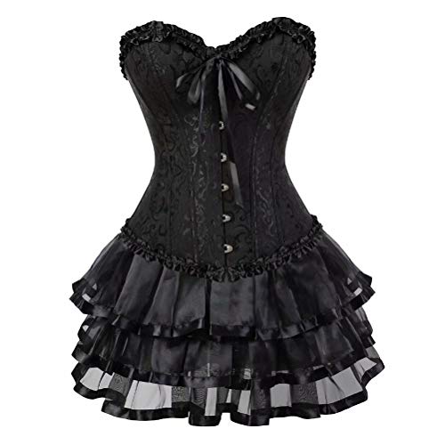 Corsagenkleid Vollbrust Korsett Tutu Kleider viktorianisch Corsage große größe Rock Set günstige Halloween Schwarzes M von Josamogre