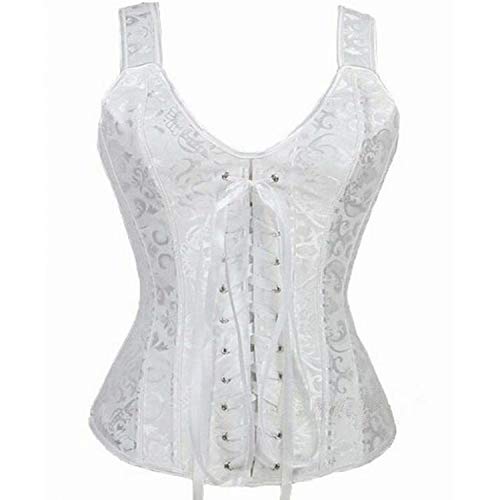 Corset Top Korsett Damen Korsage Corsage Mit Träger Reißverschluss Sexy Vintage Weiß M von Josamogre