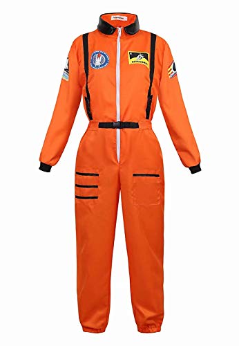 Josamogre Astronauten Kostüm Erwachsene Damen Kostüm Astronau Anzugt Weltraum Raumfahrer Cosplay Halloween Orange 2XL von Josamogre