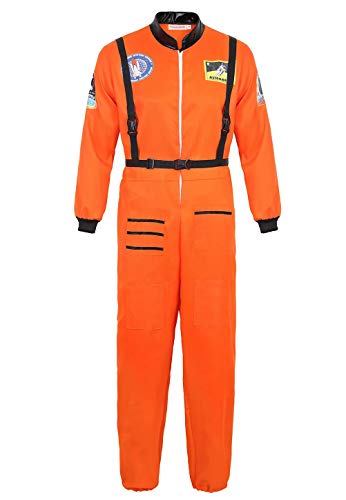 Josamogre Astronauten Kostüm Erwachsene Herren Kostüm Astronau Anzugt Weltraum Raumfahrer Halloween Cosplay Orange 2XL von Josamogre