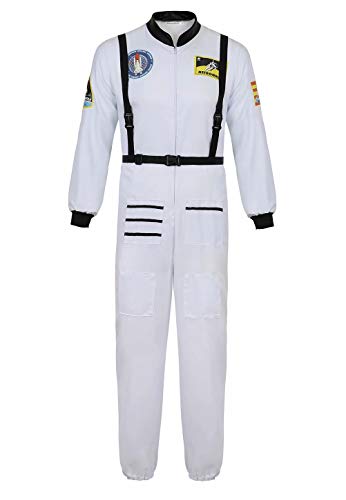 Josamogre Astronauten Kostüm Erwachsene Herren Kostüm Astronau Anzugt Weltraum Raumfahrer Halloween Cosplay Weiß m von Josamogre