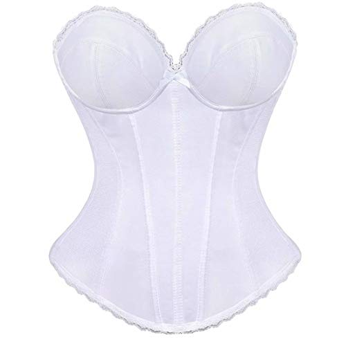 Josamogre Bustier Vollbrust Korsett Corsage Push up Braut sexyfasching Mittelalter Lingerie Weiß 2XL von Josamogre