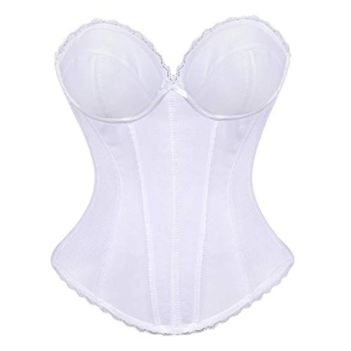 Josamogre Bustier Vollbrust Korsett Corsage Push up Braut sexyfasching Mittelalter Lingerie Weiß XL von Josamogre