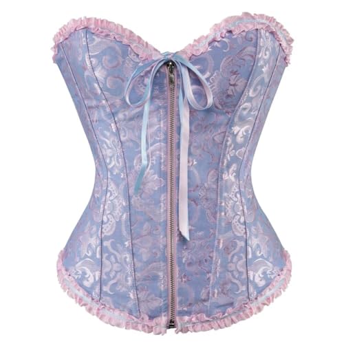 Josamogre Corset Top Korsett Damen Corsage Reißverschluss Lingerie Sexy Vintage Blau 4XL Josamogre Corset Top Korsett Damen Corsage Reißverschluss Lingerie Sexy Vintage Blau 4XL von Josamogre