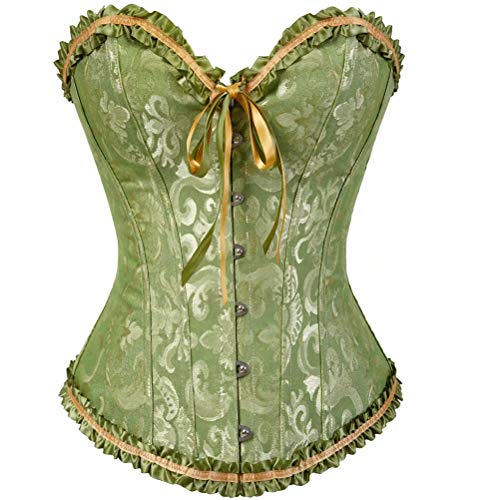 Josamogre Grün Korsett Damen Top Corset Bustier Corsage Vollbrust Frauen Sexy Satin Vintage 3XL von Josamogre