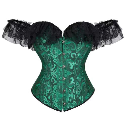 Josamogre Grün Korsett Damen Top Sexy Corsage Corset Vollbrust Spitze Lace Ärmel Weg Von Der Schulter Vintage M von Josamogre