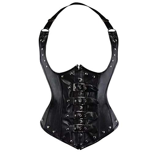 Josamogre Korsage Unterbrust Korsett Steampunk Leder Corsage Kunstleder Top Reissverschluss HalbbrustRot 6XL von Josamogre