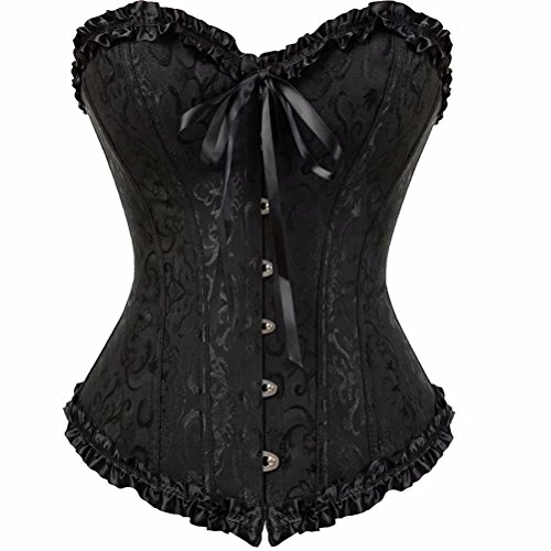 Josamogre Korsett Damen Top Corsage Corset Bustier Frauen Bridal Wäsche Schnürt Halloween Schwarz 2XL von Josamogre