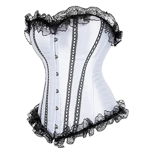 Josamogre Korsett Corsage Corset Bustier Spitze Elegant Gothic Vintage Bluse Fasching Mittelalter Damen Weiß 6XL Josamogre Korsett Corsage Corset Bustier Spitze Elegant Gothic Vintage Bluse Fasching Mittelalter Damen Weiß 6XL von Josamogre