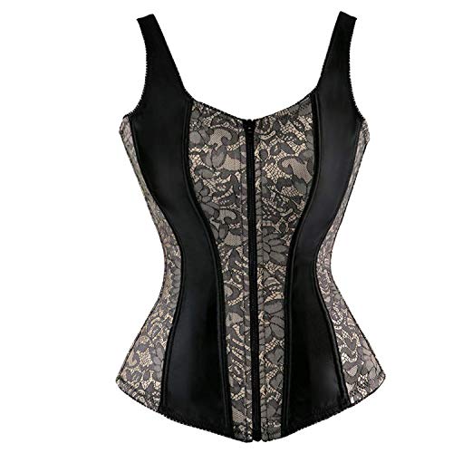 Josamogre Korsett Corsage Top Corset Bustier Mit Träger Elegant Reißverschluss Burlesque Halloween Grau S von Josamogre