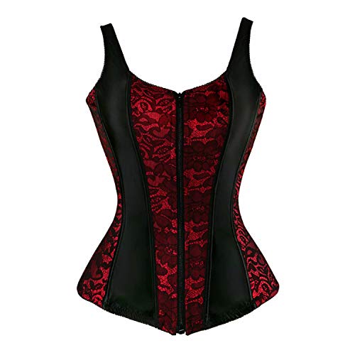 Josamogre Korsett Corsage Top Damen Corset Bustier Mit Träger Elegant Reißverschluss Burlesque Rot XS von Josamogre