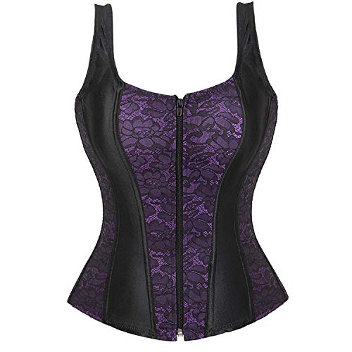 Korsett Corsage Top Korsage Mit Träger Bustier Elegant Burlesque Spitzen Kette Halloween Violett 3XL von Josamogre